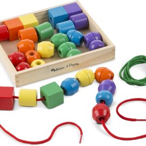 Melissa & Doug Primary Lacing Beads - Educational Toy With 30 Wooden Beads and 2 Laces