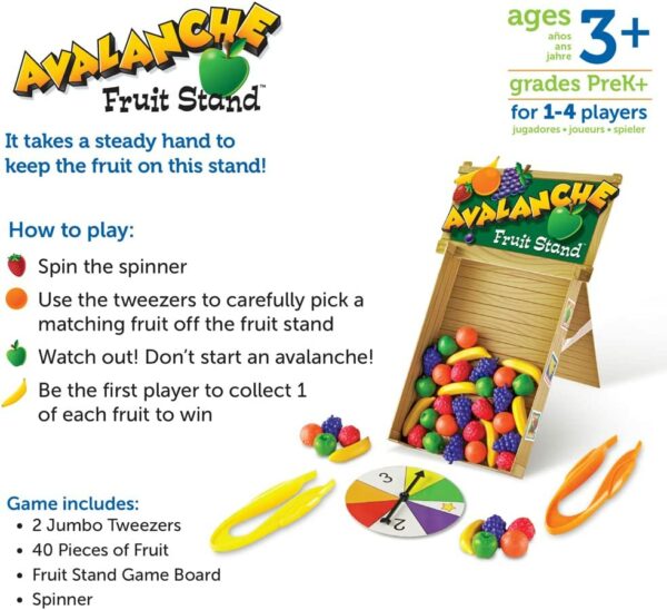 Learning Resources LER 5070 Avalanche Fruit Stand Colour & Fine Motor Skills Game, Multicoloured