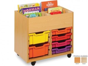 Monarch MEQ4000 4 Bay 8 Tray Mobile Kinderbox Book and Shallow Tray Storage Unit