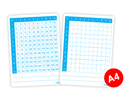 A5 Times Tables double sided write and wipe new.  