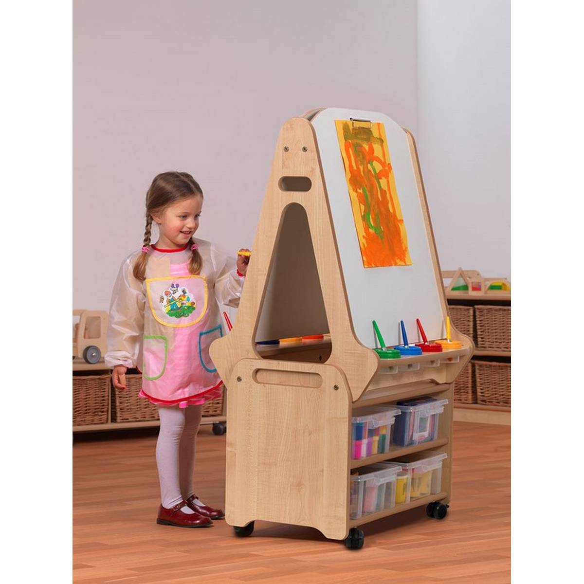 Double Sided 2in1 Easel & Stand / Storage trolley