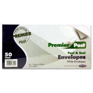 Peel & Seal DL Envelopes Pack of 50 - White