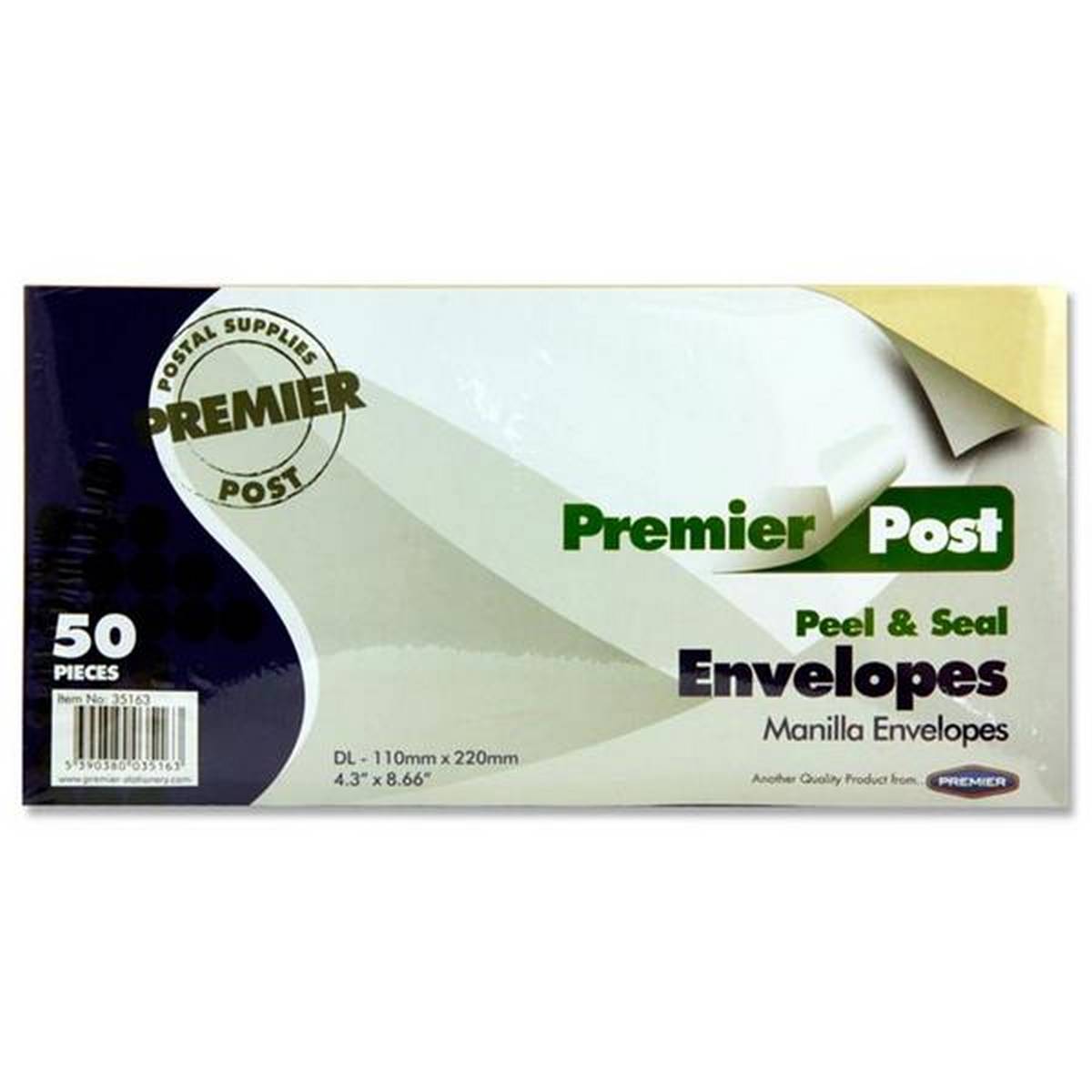 Peel & Seal DL Envelopes Pack of 50 - Manilla