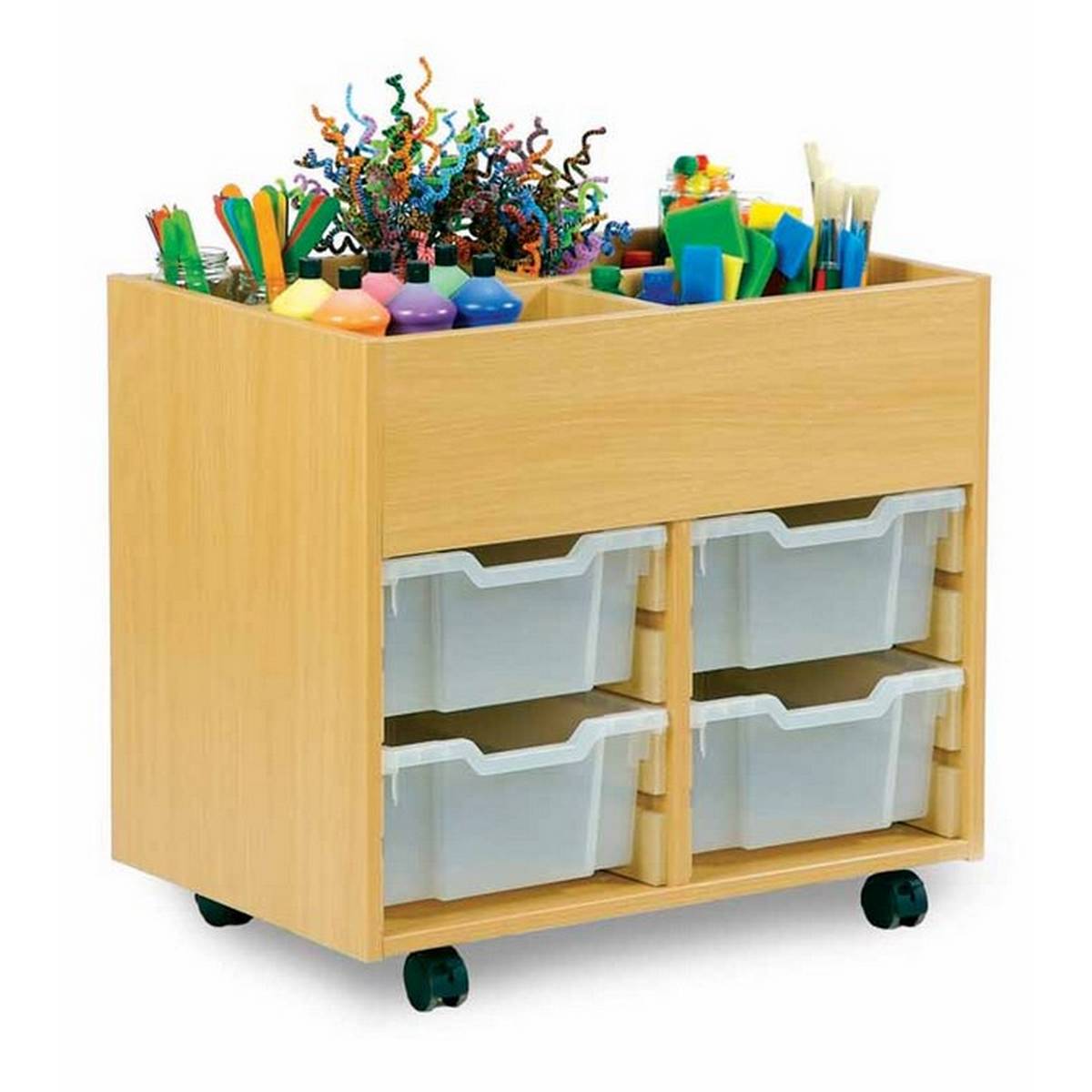 Small Art Storage Unit with top Storage and  4 Trays