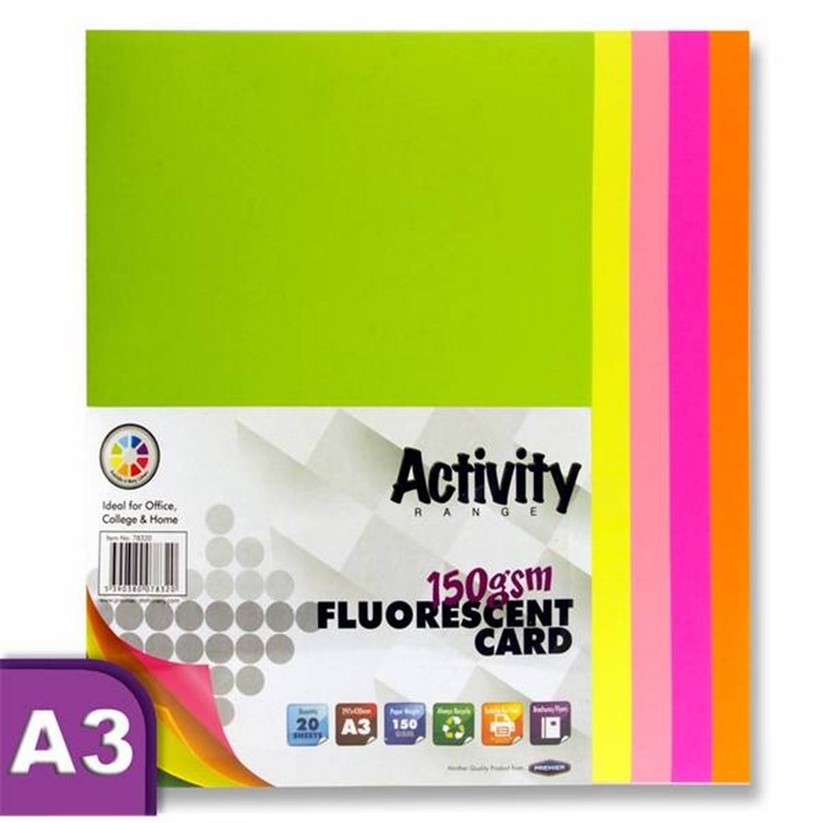 A3 150g Fluorescent Card (Pack of 20)