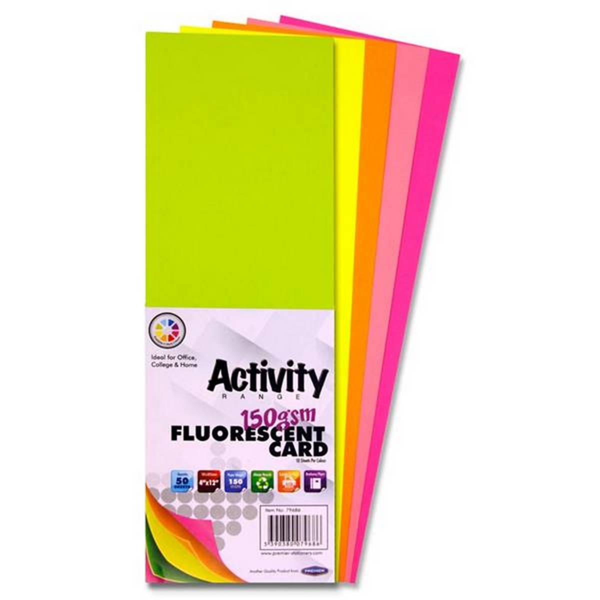 Flourescent Flash Cards 12" x 4" Pack of 50