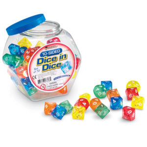 Ten Sided Dice in Dice (Set of 72)
