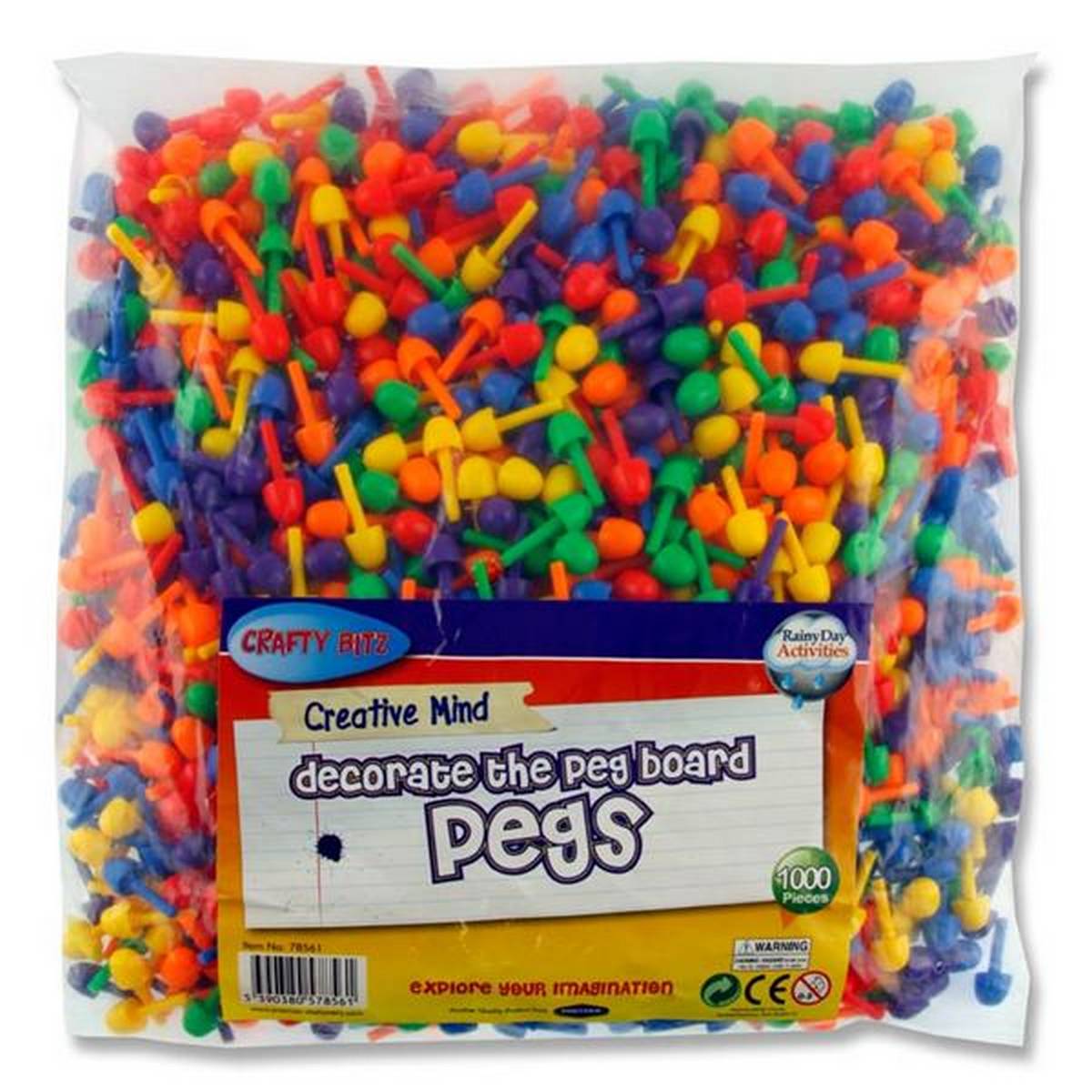 Coloured Pegs for Peg Boards Pack of 1,000