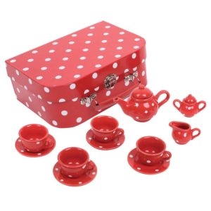 Red Polka Dot Porcelain Tea Set
