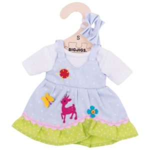 Blue Spotted Dress with Deer (for 28cm Doll)