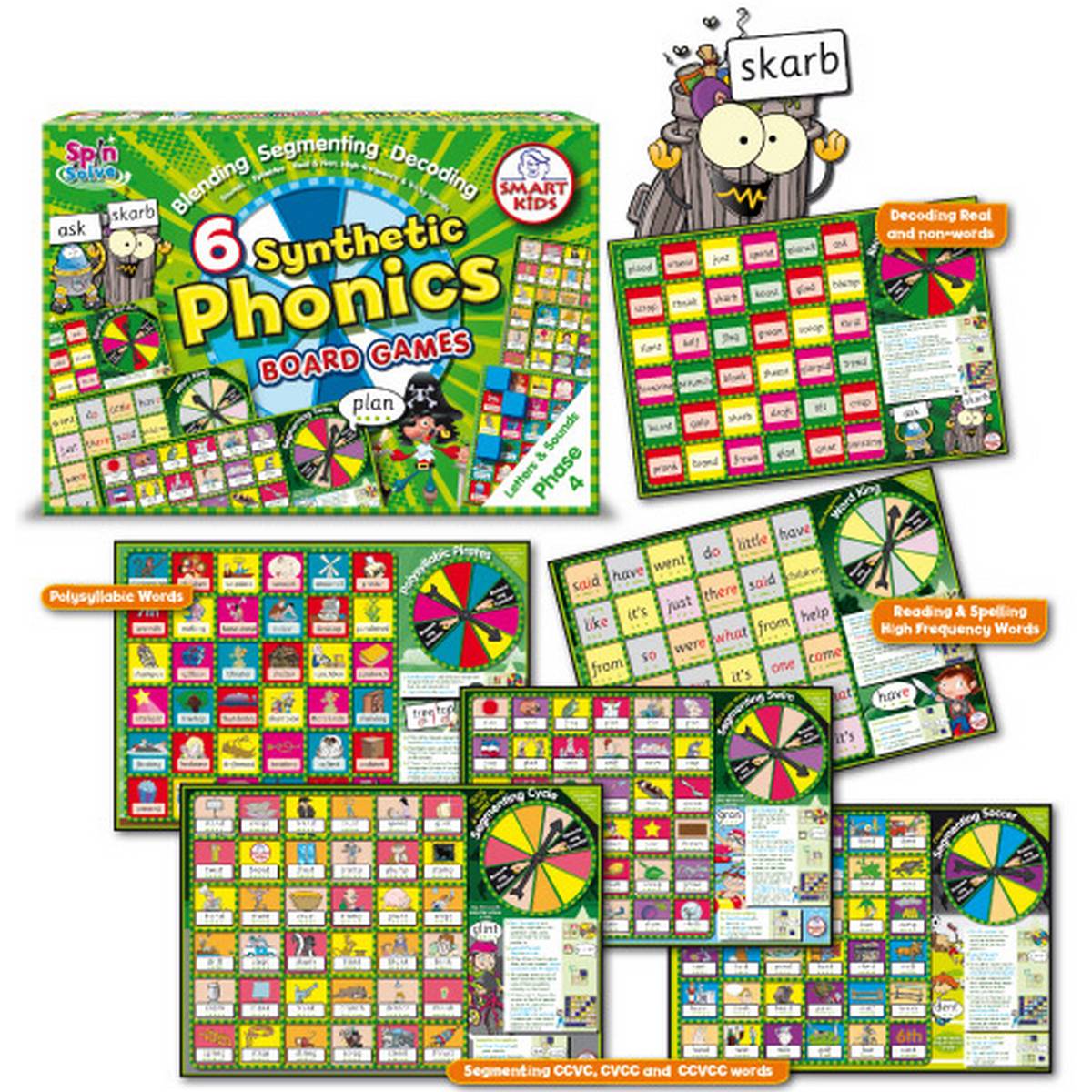 Synthetic Phonics Boards Games Age 5-7 Set of 6