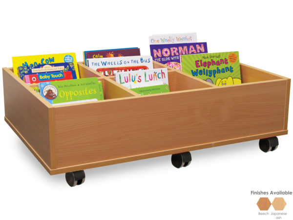 6 Bay Mobile Kinderbox Book Storage Unit with Wheels