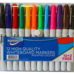 Whiteboard Markers Bright Colours Slim Pack of 12
