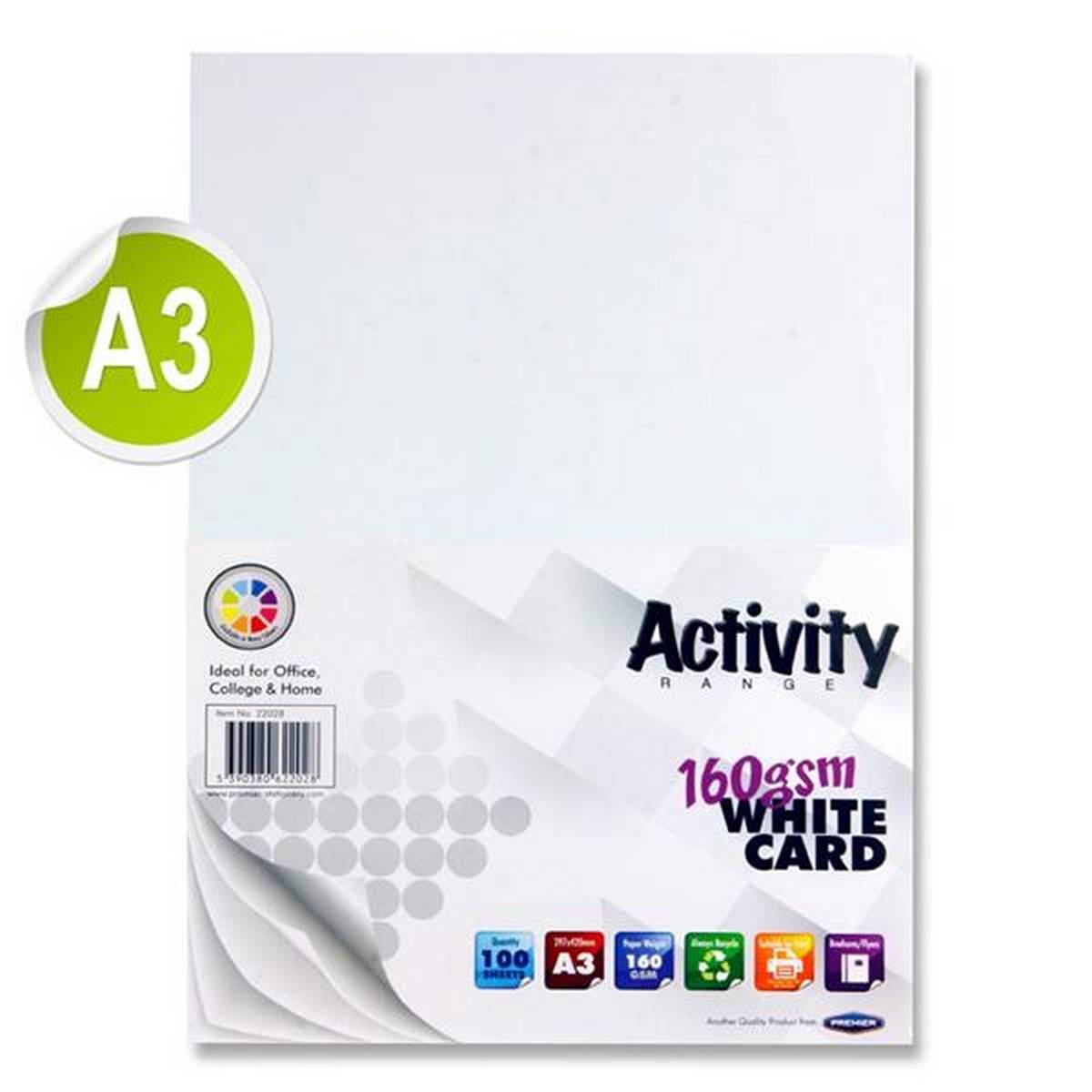 PREMIER A4 WHITE CRAFT PRINTER  QUALITY CARD 160g All Colours 