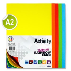 A2 160g Activity Card Rainbow Assorted Colours (Pack of 100 sheets)