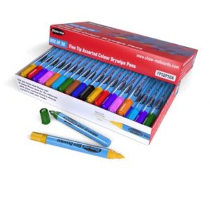 Show-me Fine Tip Slim Drywipe Markers Assorted Box of 50