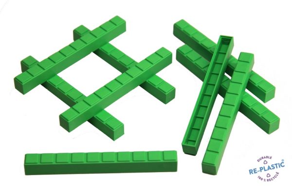 Interlocking Plastic Base Ten Rods Set of 50 (Green)