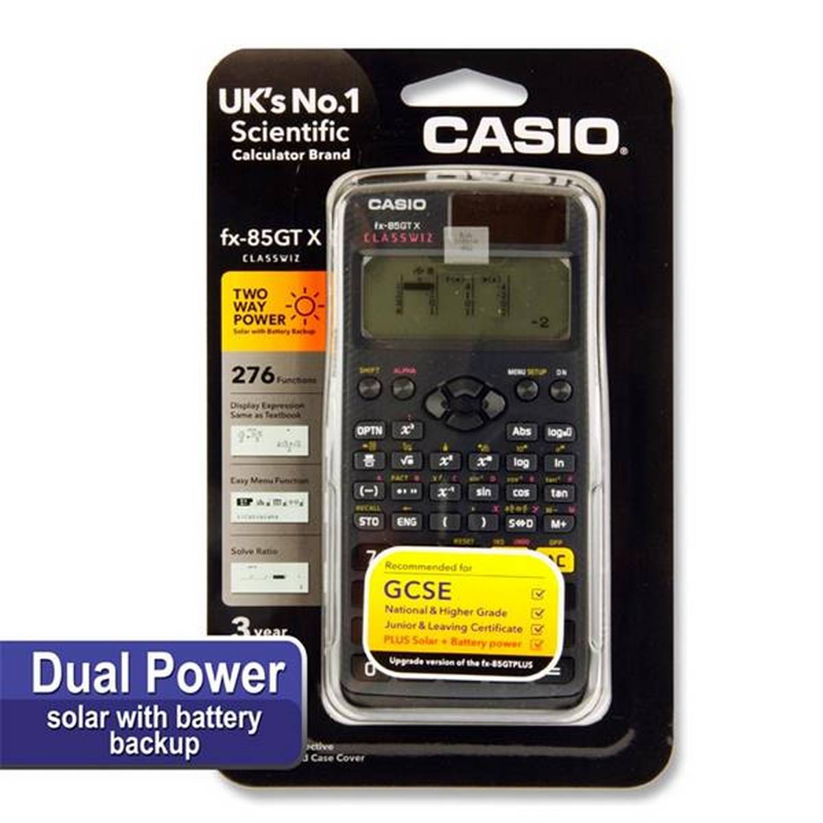 Casio Fx-85gtx Scientific 276 Functions Dual Power Calculator - Black