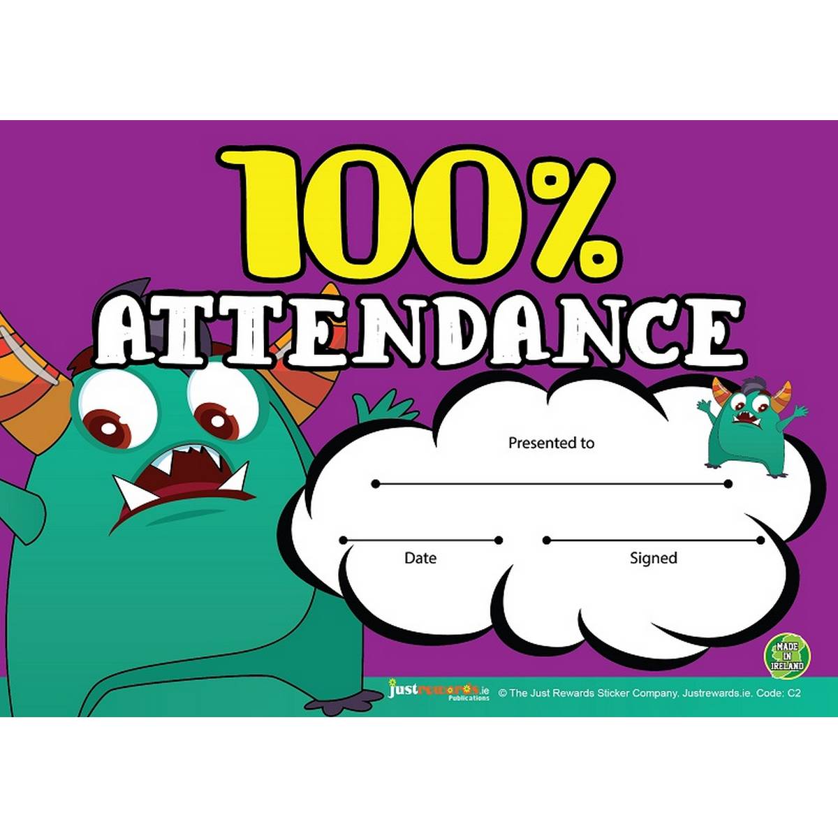100% Attendance Award Certificates