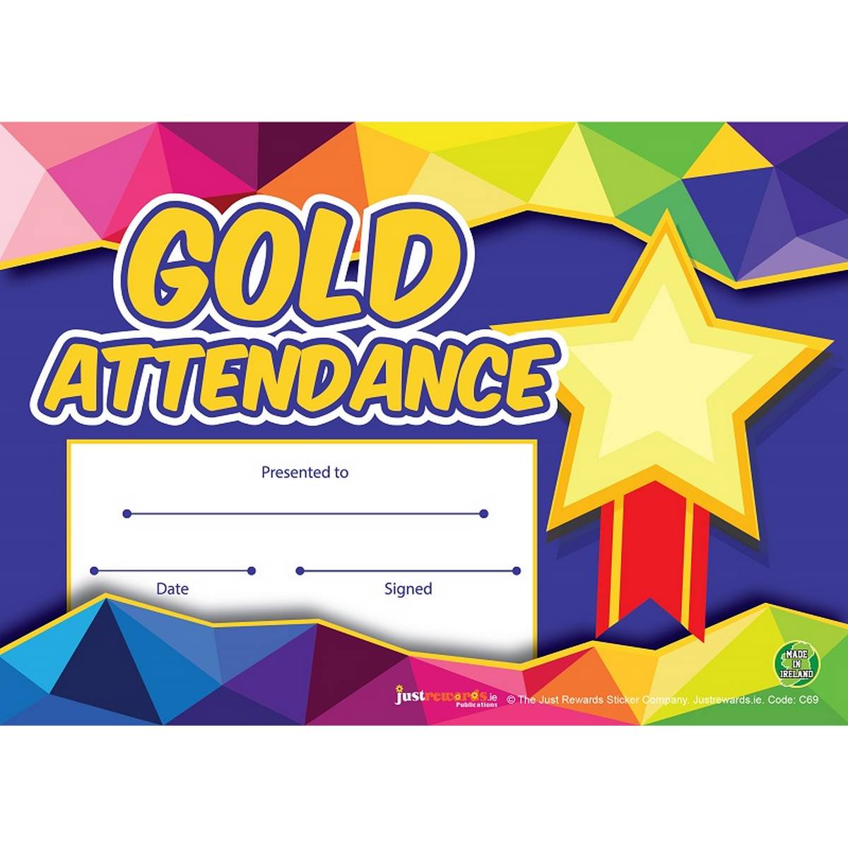 Gold Attendance Award Certificates