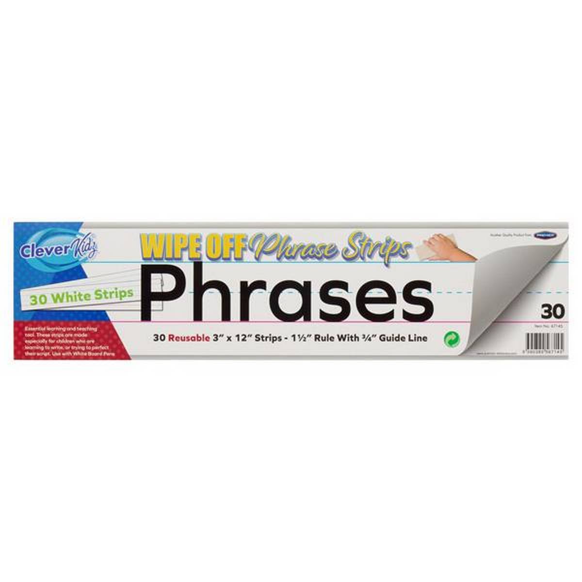 Wipe-off Phrase Strips 3"x12" - White