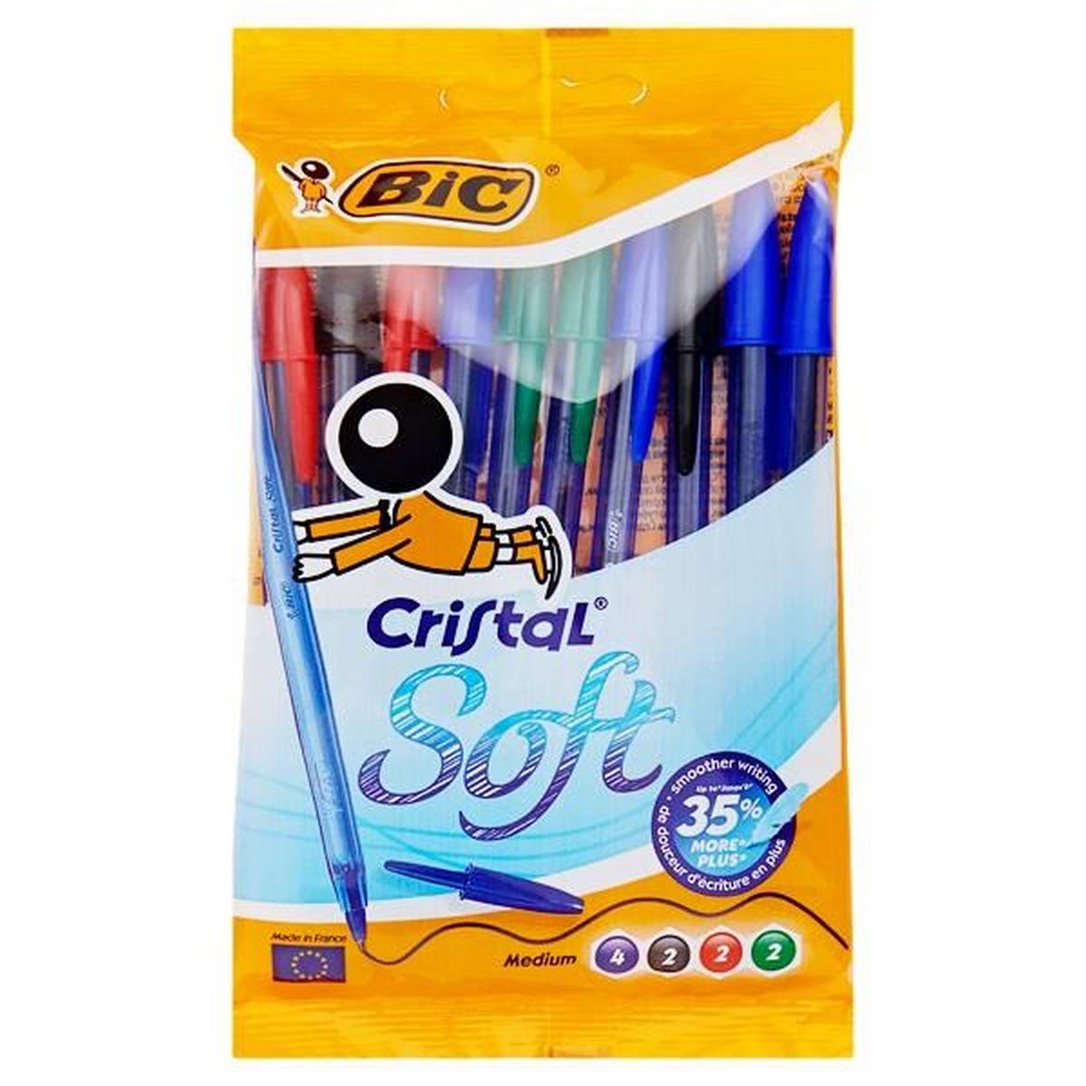 Bic Cristal Packet of 10 Soft Touch Asst Ballpoint Pens – ABC School  Supplies