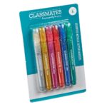 Classmates Metallic Glitter Markers Pack of six