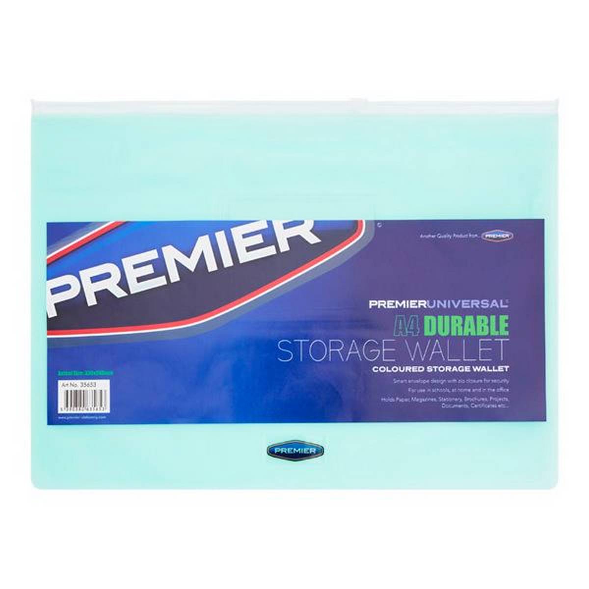 Premier Universal A4 Durable Coloured Storage Wallet - 5 Asst.