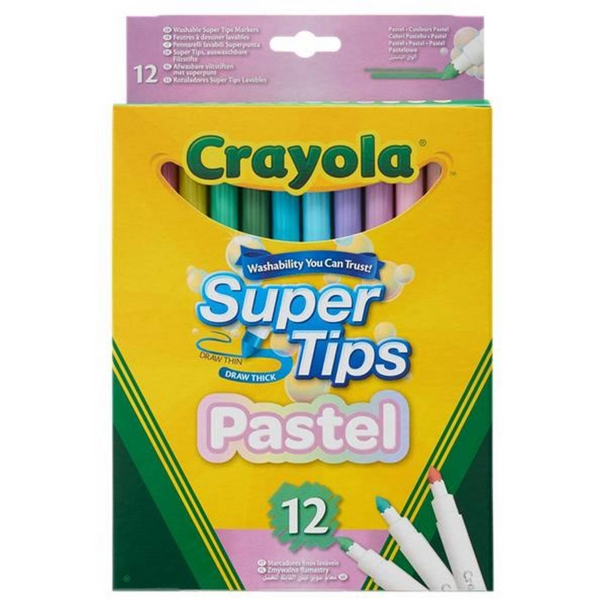 Crayola Supertips Washable Markers – Pastel Pack of 12 – ABC School Supplies