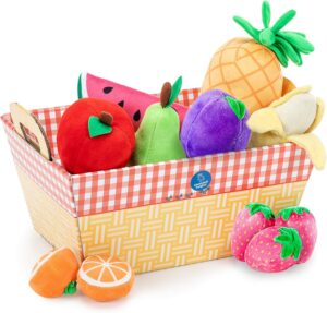 Learning Resources EI-3685 Basket 11-Piece Plush Pretend Play Fruits