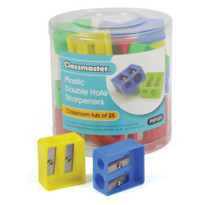 Plastic Double Hole Pencil Sharpeners, Pack of 25